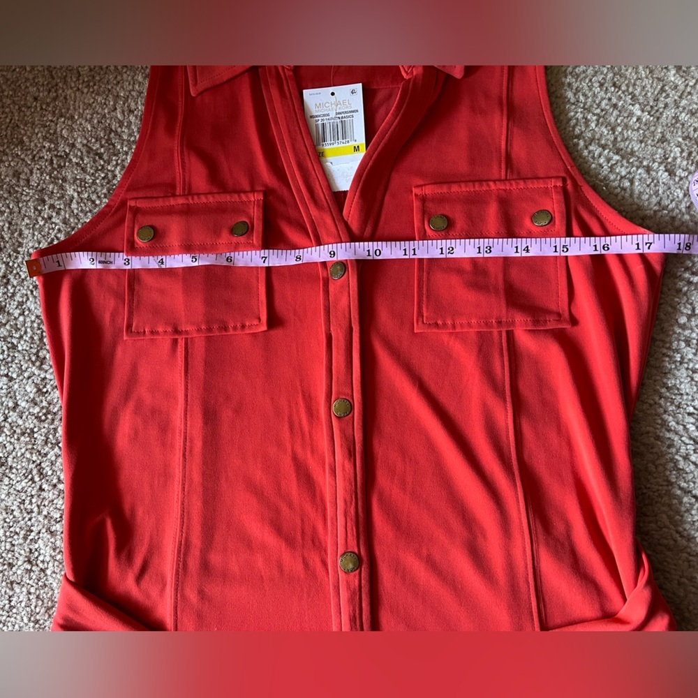 NWT Michael Kors Maxi Button Down Belted Sleeveless Shirt Dress Dark Persimmon M - Picture 4 of 10